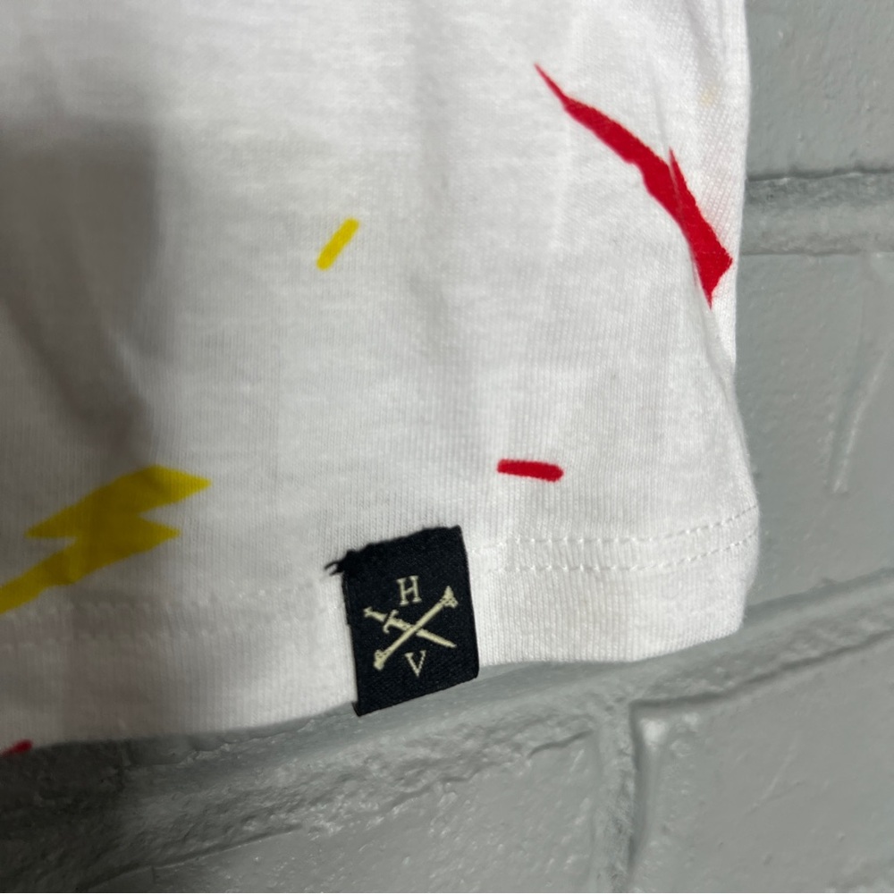 Marvel Comics White Ringer Tee with Red & Yellow Graphics - Picture 4 of 8
